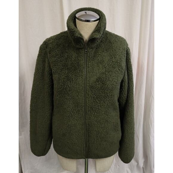 Uniqlo Sweater XXS Forest Green Sherpa like 100% polyester (9) - Picture 1 of 8